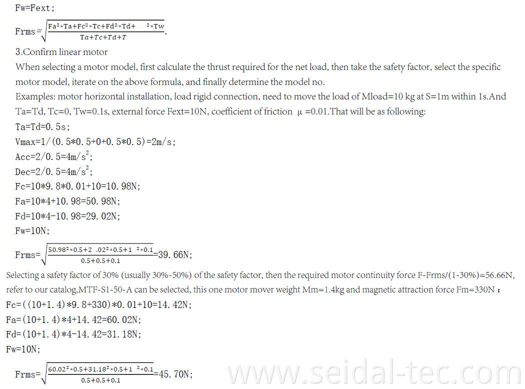 MTF linear motor selection guides